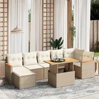 Set Divano da Giardino 8 pz con Cuscini Beige in Polyrattan 3273186