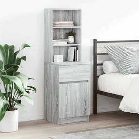 Comodino Grigio Sonoma 39x35x125 Cm İn Legno Multistrato /