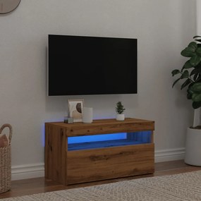 Mobile Porta Tv Con Led Artigianale 75x35x40 Cm Multistrato /