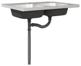 Armadio da cucina  &quot;&quot;lucca&quot;&quot; con doppi lavelli in legno ingegnerizzato lucido bianco
