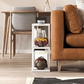 Tavolino da Soggiorno Laterale 57x60x22 cm in MDF Lazena Bianco...