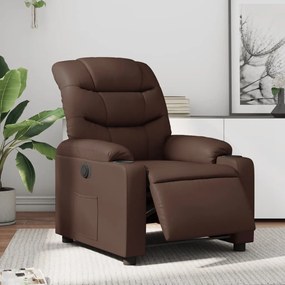 Poltrona Reclinabile Elettrica Marrone İn Similpelle /