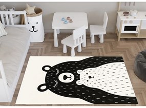 Tappeto per bambini bianco e nero lavabile 100x160 cm Bear Family v2 – Vitaus