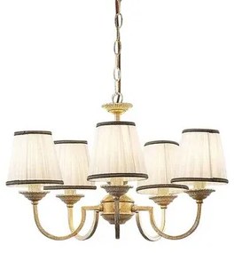 Lumiel 5 Lampadario Cream/Antique Brass - Lindby