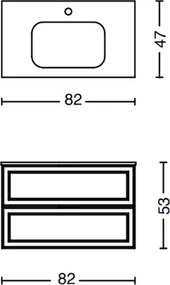 Mobile bagno sospeso 80 cm con lavabo e 2 cassetti RHEA Salvia Opaco