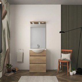 Mobile sottolavabo e lavabo Elise rovere tabacco L 60 x H 81 x P 33.5 cm 1 vasca 2 cassetti