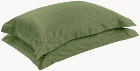 Set di 2 federe in raso di cotone Olive Green