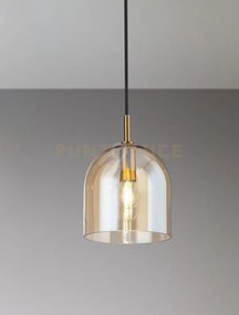 Sospensione in metallo e vetro ambra specchiato coro attacco e14 d....