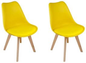 Sedia in plastica con piede in legno mod. Mia (2 pz.) Colore: Giallo SD16MIPL