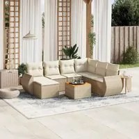 Set Divano da Giardino 8 pz con Cuscini Beige in Polyrattan 3225120