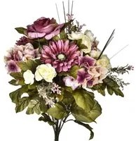 Set 2 Bouquet Artificiale di Ortensie con Rose Altezza 34 cm Viola