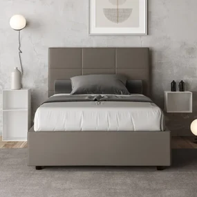 Letto con rete imbottito 120x210 similpelle cappuccino Mika