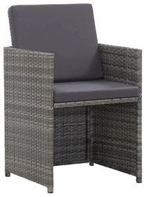 Set da Pranzo per Esterni 17 pz con Cuscini Polyrattan Grigio