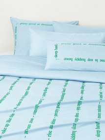 Copripiumino in percalle di cotone con scritta ricamata Roya