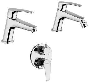 Set miscelatori Jacuzzi   Rubinetteria Lucente  lavabo bidet per pilatta click clack e incasso doccia con deviatore due uscite
