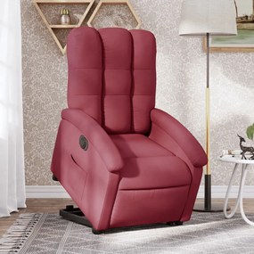 Poltrona Alzapersona Reclinabile Elettrica Rosso Vino Tessuto /