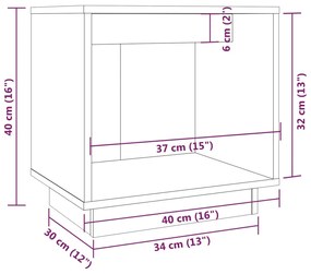 Comodino Bianco 40x30x40 cm in Legno Massello di Pino