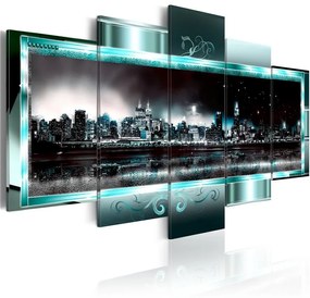 Quadro  New York turchino: Notte stellata  Colore Nero, Dimensioni e Misure 200x100