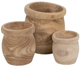 Set di vasi da fiori Naturale Legno di paulownia 43 x 43 x 44 cm (3 Unità)