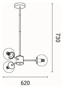 Lampadario a sospensione con supporto rigido 3xE27/40W/230V ottone