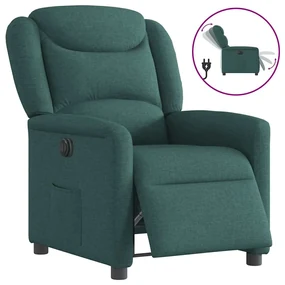 Poltrona Elettrica Reclinabile Verde Scuro İn Tessuto /
