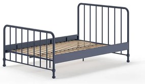 Letto singolo blu in metallo con rete 140x200 cm BRONXX - Vipack