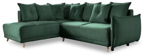 Divano letto in velluto a coste verde (angolo sinistro) Lazy Lukka - Miuform