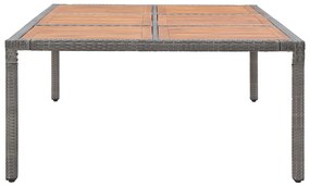 Tavolo da giardino grigio 200x150x74cm polyrattan legno acacia