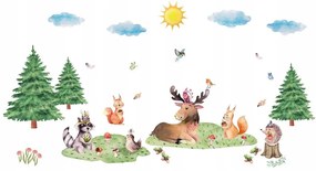Bellissimo adesivo murale con gli animali della foresta XXL
