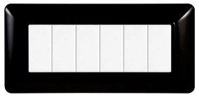 Placca 6 moduli 506 in plastica nera compatibile anche con BTicino Matix