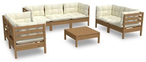 Set divani da giardino 8 pz con cuscini in legno di pino