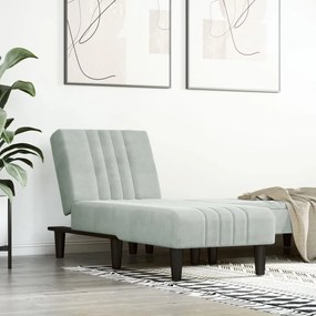 Chaise Longue İn Velluto Grigio Chiaro /