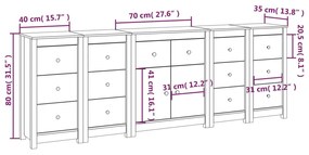 Credenza Miele 230x35x80 cm in Legno Massello di Pino