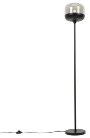 Lampada da terra di design nera con vetro oro e fumé - Kyan