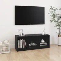 Mobile Porta TV Nero 104x33x41 cm in Legno Massello di Pino 809964