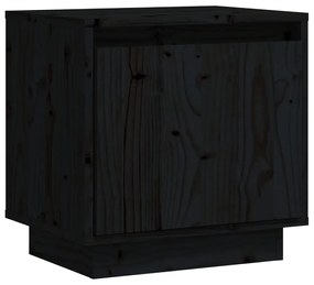 Comodino Nero 40x30x40 cm in Legno Massello di Pino