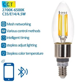 Lampadina LED FILAMENT C35 E14/4,5W/230V 2700-6500K - Aigostar