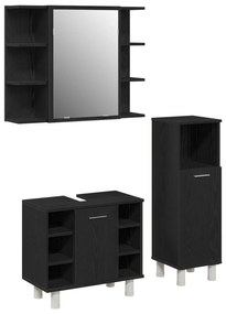 Set di mobili da bagno  set di 3 rovere nero legno ingegnerizzato