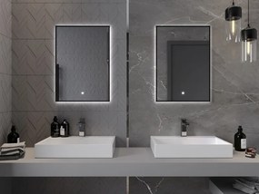 Mexen Erma specchio da bagno retroilluminato 50 x 70 cm, LED 6000K, anti-appannamento, cornice nera - 9814-050-070-611-70