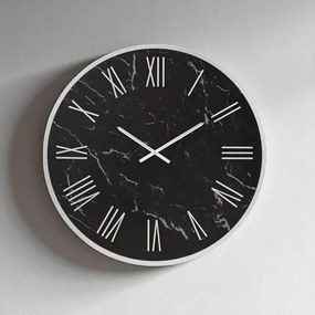 Orologio rotondo D60 cm in kerlite Nero con dettagli Argento BLAISE