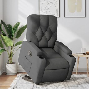 Poltrona Alzapersona Reclinabile Elettrica Grigio Scuro Tessuto /