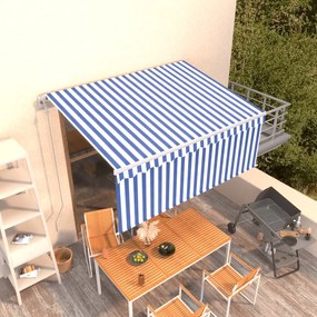 Tenda Sole Retrattile Automatica Con Parasole 3x2,5m Blu Bianco /