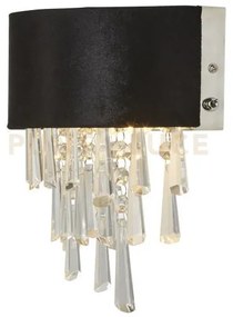 Applique glamour 2lt - velluto nero e cristallo trasparente