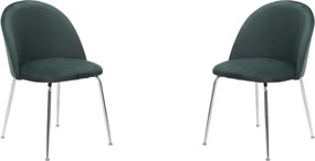 Sedia da pranzo in velluto Verde con gambe in metallo Cromo - PARIS 2 sedie