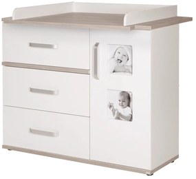 Cassettiera bassa bianca in olmo con fasciatoio 117x102 cm Moritz - Roba