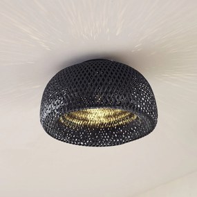 Lindby plafoniera Eskil, 1 luce, nero, Ø46,5 cm, bambù