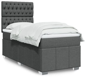 Giroletto A Molle Con Materasso Grigio Scuro 80x200 Cm Tessuto /