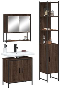 Set Mobili Da Bagno 3 Pz Rovere Marrone İn Legno Multistrato /