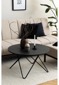 Tavolino rotondo nero con piano in marmo ø 80 cm Wyre - Actona