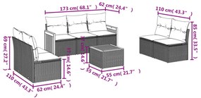 Set Divano da Giardino 8 pz con Cuscini Grigio in Polyrattan